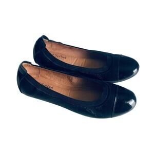 Josef Seibel Women's 37 Patent Toe Black Leather Comfort Flat SZ 6-6.5